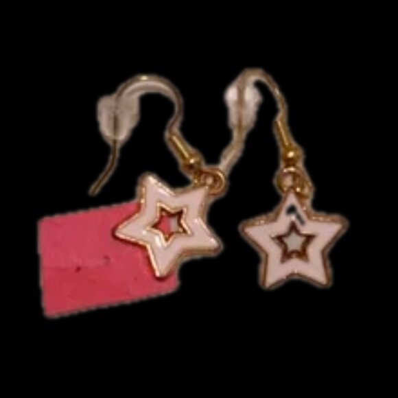 Handmade Brass authentic surgical stainless / brass porcelain Star Earrings - Picture 2 of 3